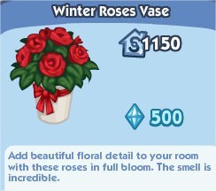 The Sims Social, Winter Roses Vase