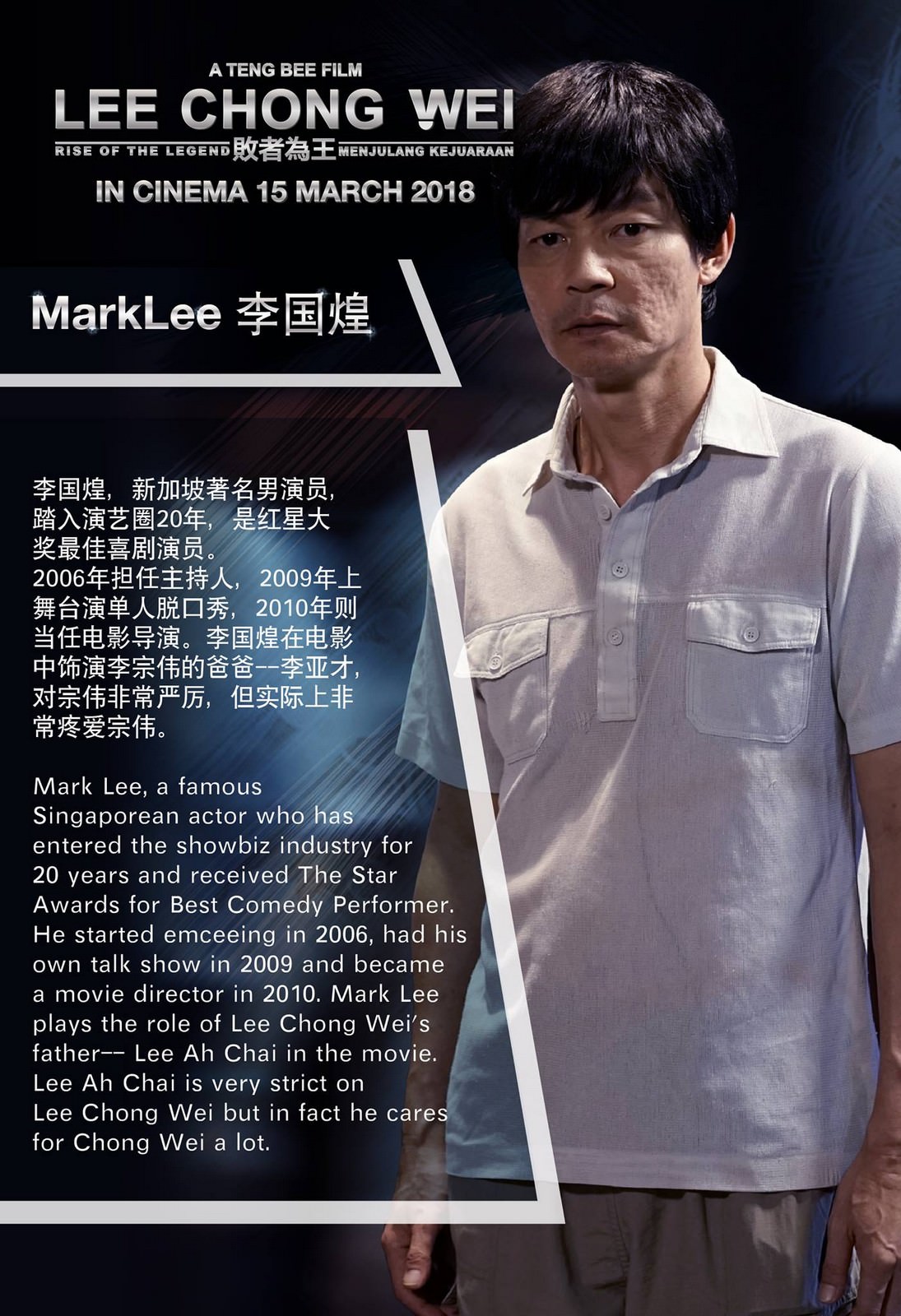 Movie, Lee Chong Wei: Rise of the Legend(馬來西亞, 2018) / 李宗偉：敗者為王(台) / 李宗伟：败者为王(中), 角色介紹卡