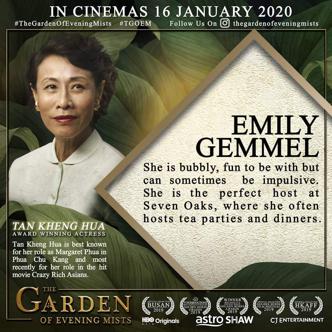 Movie, The Garden of Evening Mists(馬來西亞, 2019年) / 夕霧花園(台灣.香港), 電影角色與演員介紹